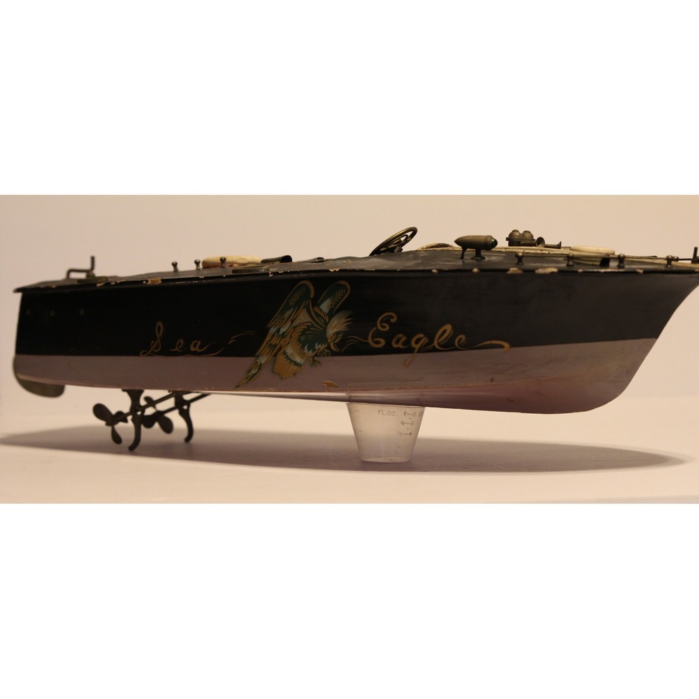 Vintage Wooden Model Speedboat Twin  Electric Motors Toy Boat Japan For Parts.